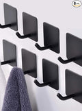 Adhesive Towel Hooks for Bathrooms, 8 Piece Towel Hooks for Hanging Hat Robe Coat, Stick on Hooks for Kitchens, Strong Self-Adhesive No Damage Sticky Hook, Black