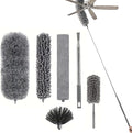 Microfiber Feather Duster Kit with 100” Extension Pole 6 PCS Reusable Bendable Washable Dusters for Cleaning Machine Washable Ceiling Fan Cleaner Duster for Cleaning Cobweb, Furniture, Blinds，Ceiling