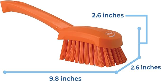 Vikan 41927 Brush,Washing,Stiff,10",PP/PBT,Orange