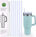 AIERSA 6 Pack Silicone Replacement Straws for Stanley 20 30 40oz Cup,Reusable Straws Compatible 40 oz Stanley Tumbler,Long Straw with Cleaning Brush for Stanley Cup Accessories