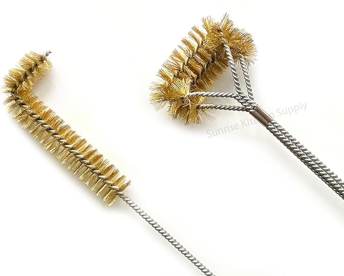 SUNRISE Fryer Brush with Long Handle (Brass, L and Double Brush)