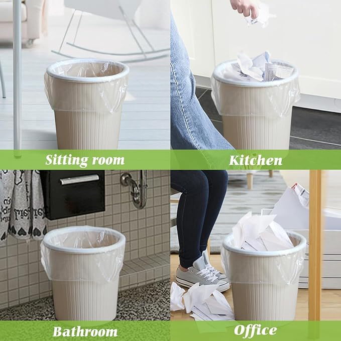 5 Gallon 220 Counts Strong Trash Bags Garbage Bags by Teivio, Bin Liners, for bathroom home office kitchen, 5.5 Gal, Clear