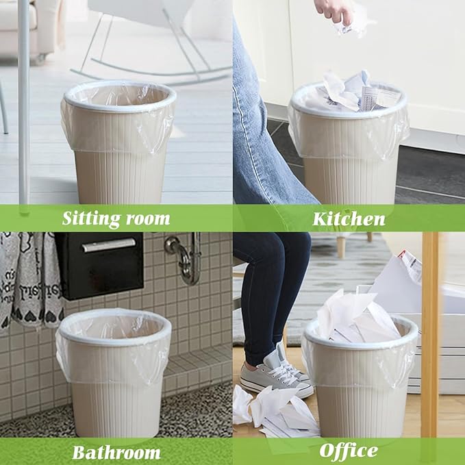 1.2 Gallon 180 counts Small Strong Trash Bags 5 Liter Garbage Bags by Teivio, Bathroom Trash Can Bin Liners, Plastic Bags for home office kitchen, Clear