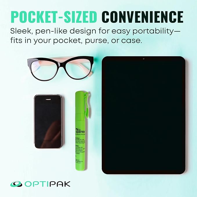 Sparkle Anti-Reflective Safe Pen Lens Cleaner Spray kit - (3) 0.3oz Glasses Cleaner Pen Spray & (2) Microfiber Cloth for Eyeglasses, Sunglasses, Lenses, Screens and Camera Cleaning Kit (5 Piece Set)