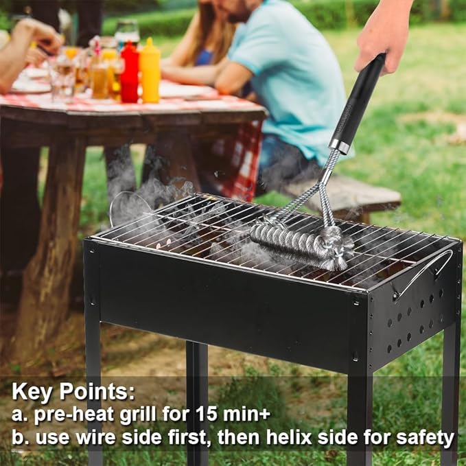 Grill Brush,BBQ Cleaner Accessories, Safe Wire Bristles Barbecue Cleaning Brush for Outdoor BBQ Grill, Gas & Charcoal Grilling Grates