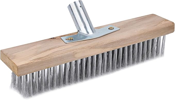 ZJchao Rough Stainless Steel Deck Scrubber Brush for Garages Concrete - Durable Heavy Duty Brush for Yards, Pools, Reservoirs - Fits All Surfaces