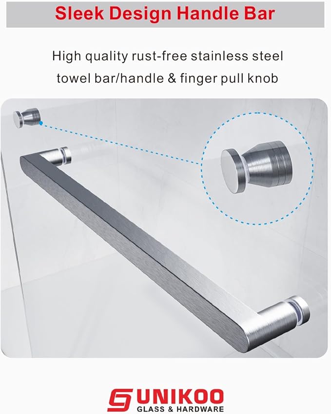 56"-60" W X 66" H Double Sliding Bathtub Door with Frame - Brushed Nickel Hardware, 8mm Tempered Glass, Stainless Steel Hanger Rollers, Easy-Cleaning Coating, Through-Glass Towel Bar & Knob