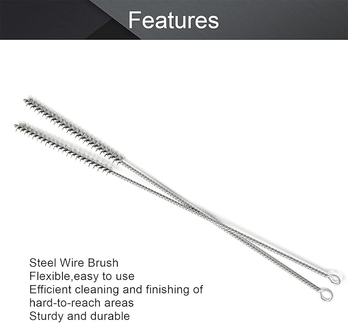 Utoolmart Steel Wire Cleaning Brush, Spiral Power Tube Brush, Steel Wire Tube Brush Cleaning Tool, Tube Bottle Brush, 0.3-inch Diameter 12-inch Length, 2pcs