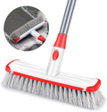 Floor Scrubber with Long Handle, 2 in 1 Scrubbing Brush Stiff Bristle Shower Cleaning Brush for Bathroom, Kitchen, Tub, Carpet, Grout, Tile(White)