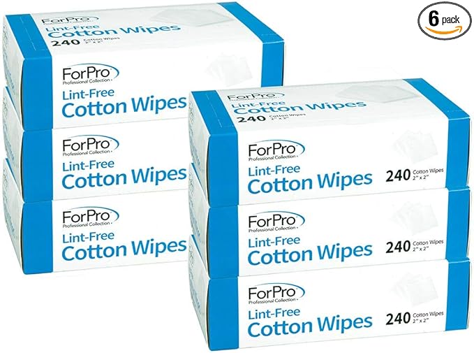 ForPro Professional Collection Lint-Free Cotton Wipes, 100% Pure Cotton Gauze, 2" x 2", White, 240-Count (Pack of 6)