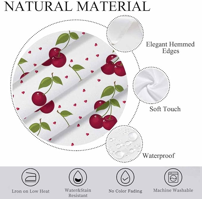 Red Cherry Table Cloth Rectangle Table Sweet Red Ripe Cherries Green Leaves 52x70 Tablecloths Decorative for Dining Kitchen Banquet Picnic Party