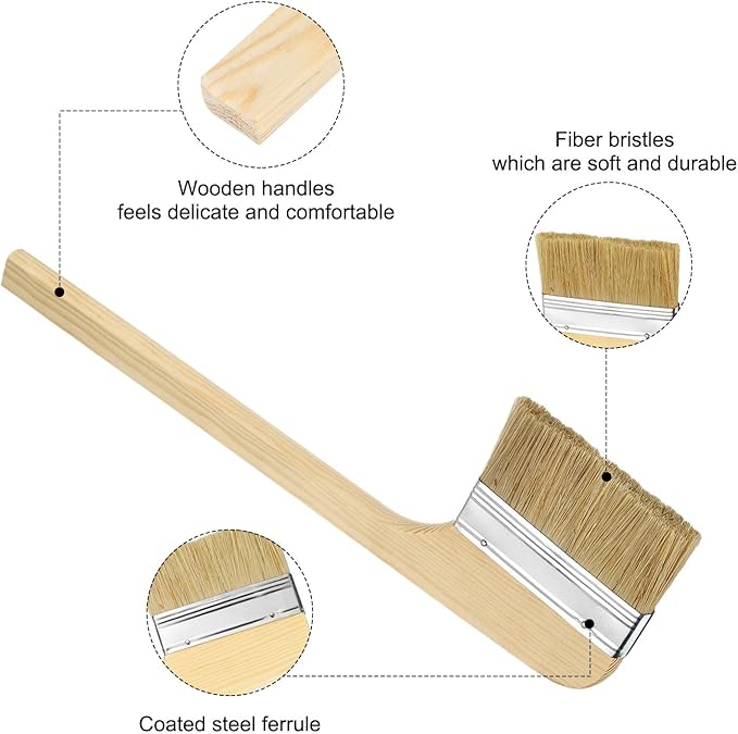 HARFINGTON Paint Brush 3Pcs 4" Brush Width Reusable Variety Angled Bend Brushes Radiator Paint for All Latex Oil Painting Furniture Walls Treatment, Brown