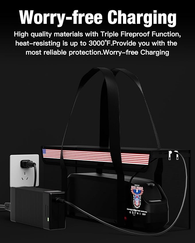 Ebike Battery Bag Fireproof Battery Safe Bag Explosion-Proof Waterproof Lipo Battery Storage Box Lithium Battery Guard Safe Case(19.3 * 4.3 * 7inch), 2-Pack