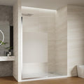 Shower Screen 36" x 76" Half Frameless Shower Wall Panel, Tempered Glass 3/8 inch, Easy to clean Coating, Fixed Glass Shower Door with Hardware (Middle Frosted Glass-Chrome)