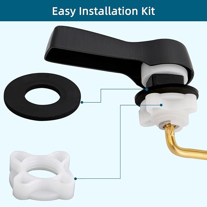 Hygie Rinse Metal Toilet Handle Lever Flush Replacement, Universal Front Mount Toilet Handle with Stainless Steel Flapper Chains, Toilet Repair Kit, Oil Rubbed Bronze