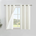 YoungsTex Ivory Linen 100% Blackout Curtains 40 Inch Length, Short Black Out Drapes Thermal Insulated with Grommet for Bedroom Window, 2 Panels, 42 X 40 Inch