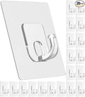Large Adhesive Hooks, 33lb Heavy Duty Utility Hooks for Hanging, 20 Pack Damage Free Sticky Hanging, No Trace Self-Adhesive Wall for Kitchen Bathroom Office Multiple Uses