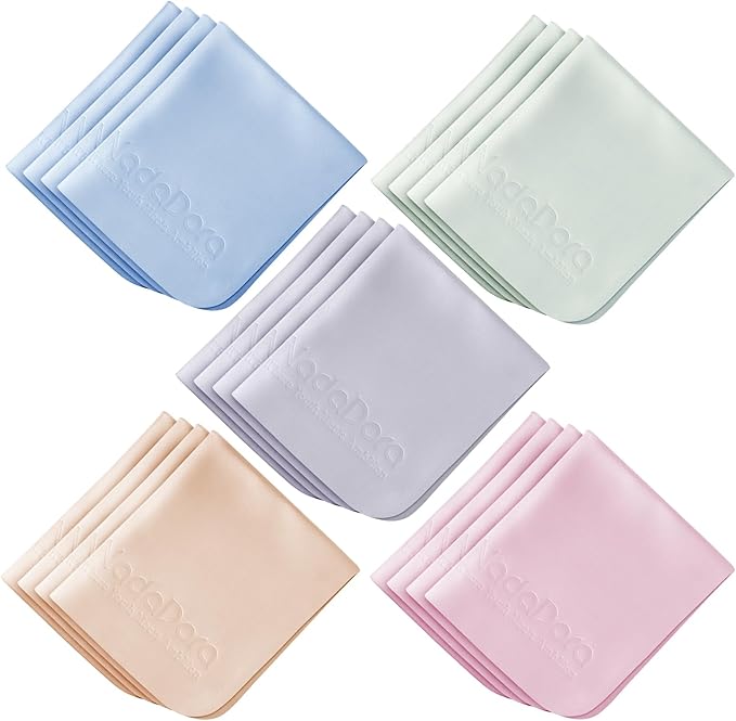 Nadadora Individually Wrapped Premium Microfiber Glasses Cleaning Cloths,20 Pack,Extra Thick,Soft and Dense for Eyeglasses,Sunglasses,Camera,Jewelry,Phone,Lense,Screen,LCD,Reusable and Washable,6"X7"