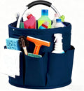 Cleaning Caddy with Handle, Cleaning Products Organiser, Foldable Storage Basket, Large Supply Organiser 17L with 6 Pockets, Portable Cleaning Caddy for Home & Garden (Dark Blue)