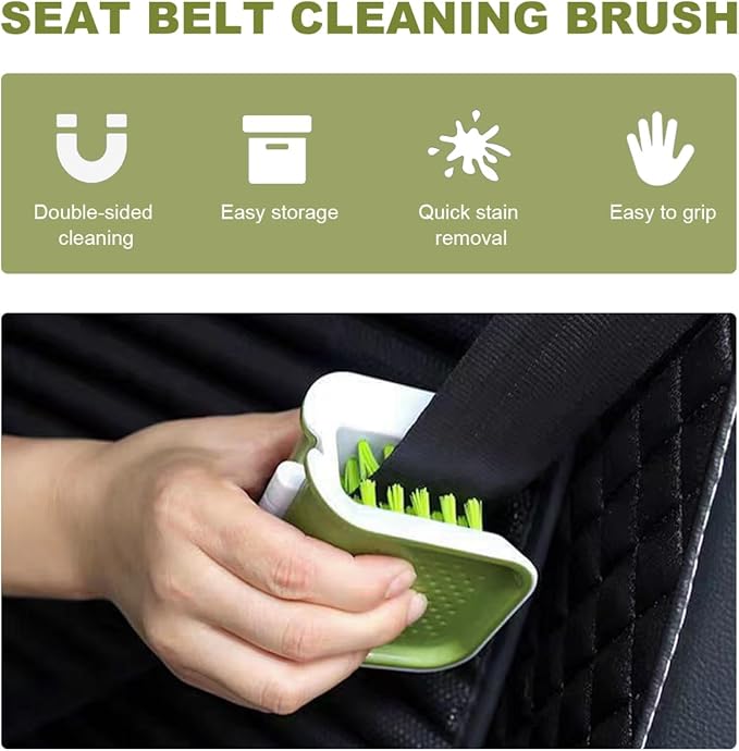 Car Seat Belt Cleaning Brush, U-Shaped Auto Interior Washing Brush with Double-Sided Bristles, Closeable Safety Belt Bristle Scrubber Cutlery Cleaner Brush for Car Home (1 PCS)