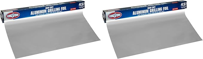 Kingsford Heavy Duty Aluminum Grilling Foil, 45 Square Feet | Non-Stick Aluminum Foil for Grilling, Cooking, And Steaming | Kingsford Extra Tough Grilling Accessories (Pack of 2)