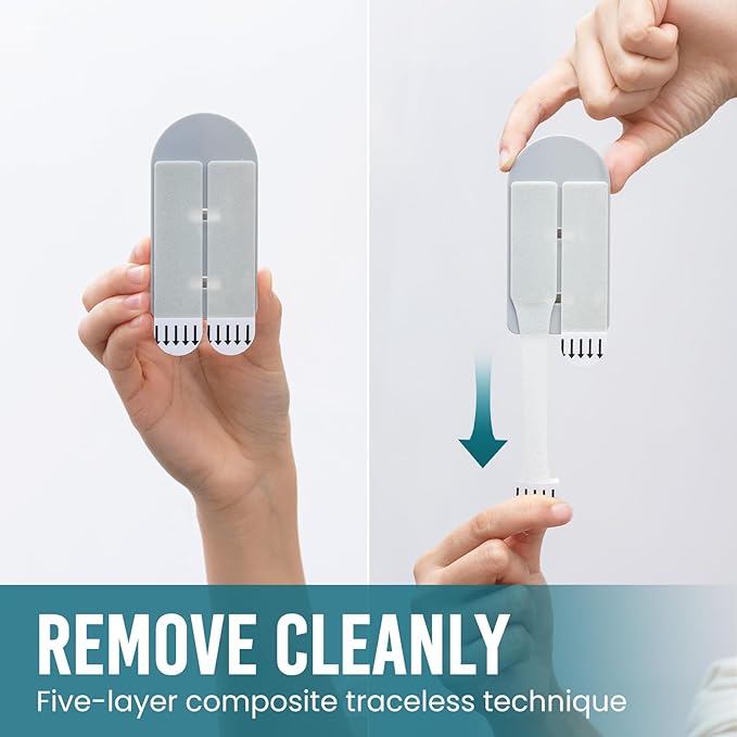 TAILI Damage-Free Hanging Metal Hooks with Adhesive Strips, 2 Hooks and 2 Strips, Heavy Duty Wall Hooks for Home Storages and Decorations