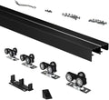 Heavy Duty Bypass Sliding Closet Door Track Hardware 96", 8 FT Aluminium Pocket Door Track Rail Set, Smoothly and Quietly, for 2 Door System,Black