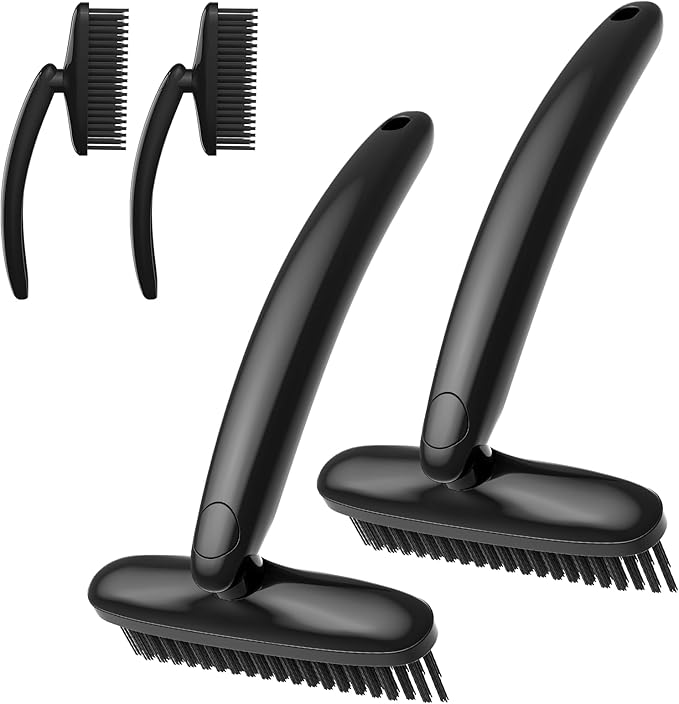 360 Degree Rotating Crevice Cleaning Brush- Household Hard Bristle Cleaning Brush, Multifunctional Bathroom Cleaning Tools for Kitchen Sink, Window, Tile, Toilet Seat (2, Black)