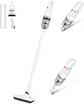 6-in-1 Lightweight Stick Vacuum Cleaner with 100W Powerful Motor, Mini Portable Household Handheld Vacuum Cleaner for Domestic Hard Floors, Carpets and Pet Hair (White Cordless Without Plug)
