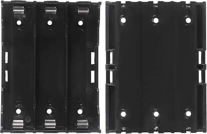 18650 Battery Case Holder 3 Slots X 3.7V 18650 Battery Storage Box, in Parallel Black Plastic Batteries Clip Box with Pin for DIY Parallel or Series Circuit PCB Projects (6pcs ABS 3 Slots)