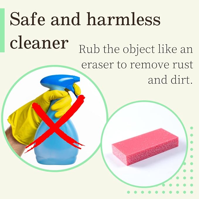 Rust Eraser for Knives Kitchen Stoves Wood Finish and Bicycles Multi Purpouse Cleaning Rubber Eraser Remover Dirt Stains, Set of 3 (Fine, Coarse, Extra coarse) Made in Japan
