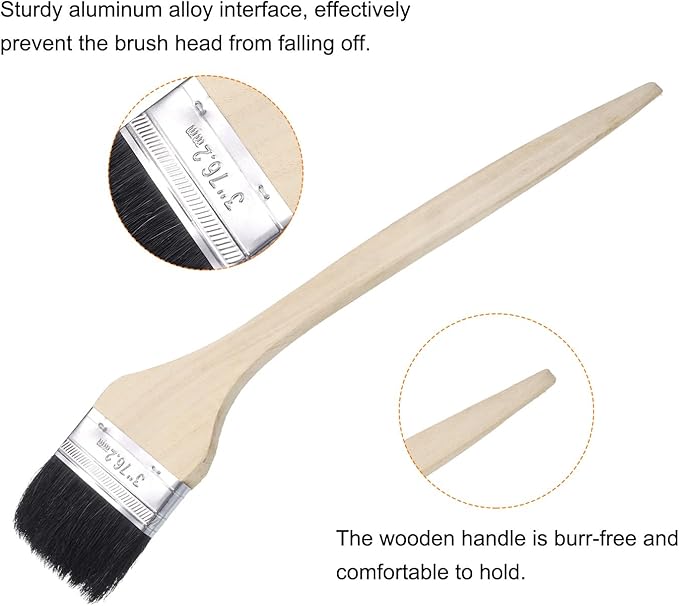 uxcell 2pcs Bent Radiator Paint Brush 3" Width Curved Wall Paint Soft Bristle Brushes with Long Wood Handle for Painting DIY Wall Treatment