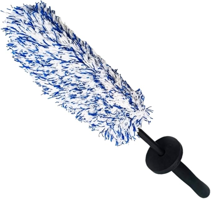 Soft Wheel Cleaning Brush, Metal-Free Wheel Mop Safe for Car Rims, 16.5" (Flat/Blue)