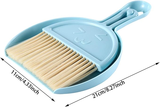 Broom with Dustpan Combo Set, Compact Lightweight Handheld Dust Pan with Handle,Portable Mini Household Broom with Dustpan Combo Set for Table Indoor Keyboards Office Pet Cleaning Camping Outdoor