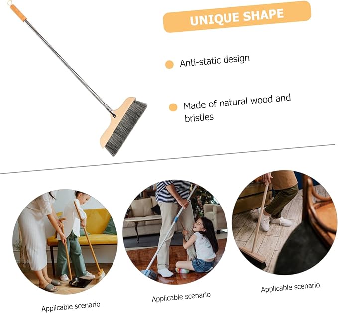 Broom Long Handle Soft Bristle Sweeper Indoor Floor Brush Hair Broom for Kitchen and Home