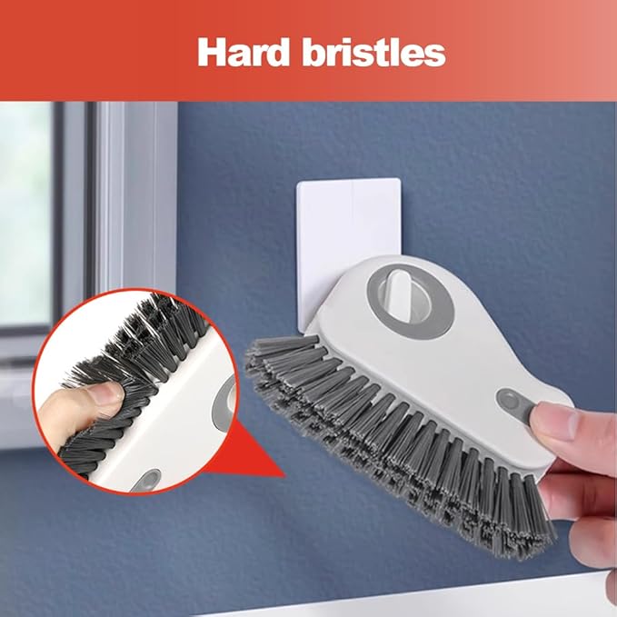 Window Groove Cleaning Brush,2026 Upgrade 2 in 1 Multifunction Hard Bristle Cleaning Brush with Hidden Scraper for Sliding Door Track, Window Sill, Window Seal (Orange)