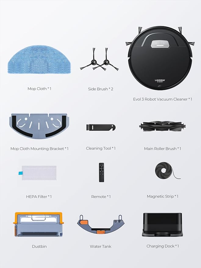 Robot Vacuum and Mop - 4500Pa Powerful Suction Robot Vacuum, 3 in 1 Robot Vacuum Cleaner with Auto Carpet Boost, Self-Charging, App/Remote/Voice for Pet Hair, Carpet, Hard Floor