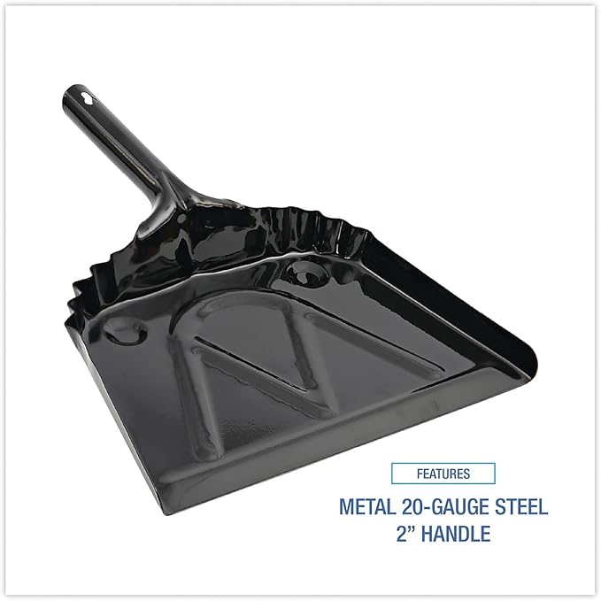 Boardwalk 04212 Metal Dust Pan 12" Wide 2" Handle Black 12/Carton