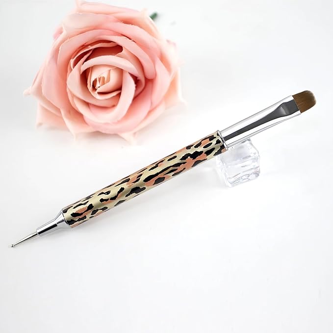 VONYA Kolinsky Acrylic French Tip Gel Nail Art Brush with Dotting Tool,For Professional Manicure Cuticle Clean up Nail Art Design. (Size14)