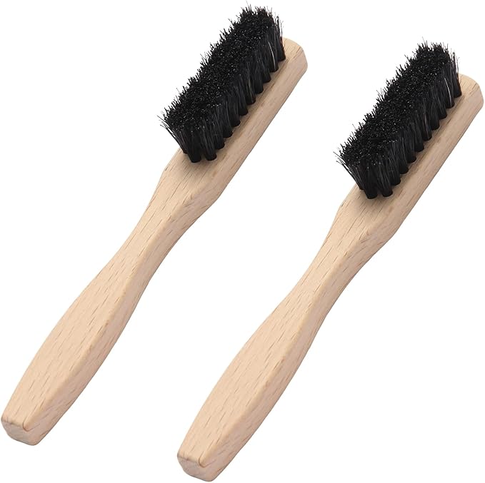 2-Piece Laundry Stain Brush, Laundry Brush for Scrubbing Out Tough Stains on Cloths and Fabrics, Natural Bristles Stain Remover Brush for Safe and Effective Stain and Odor Elimination