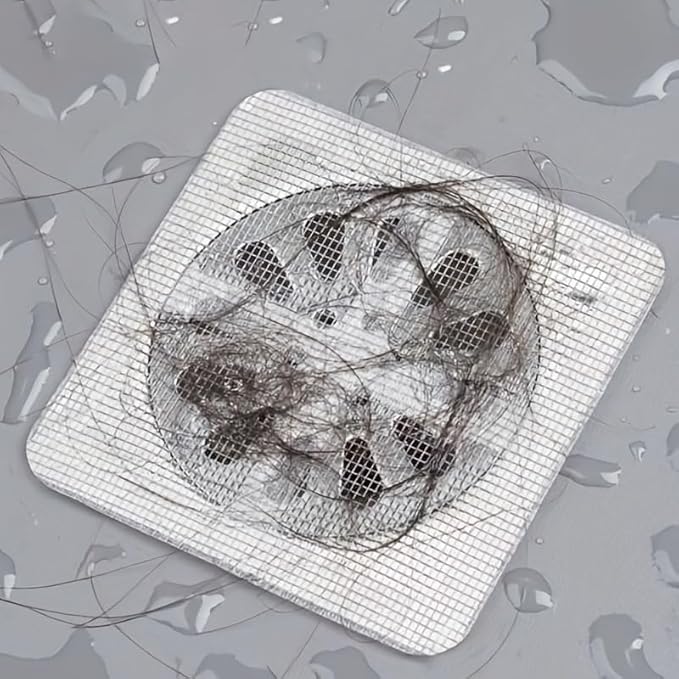 Disposable Shower Drain Cover Hair Catcher Shower Drain Mesh Stickers, Bathroom, Laundry, Bathtub, Kitchen, Sink, for Human and pet Hair (10 PCS)