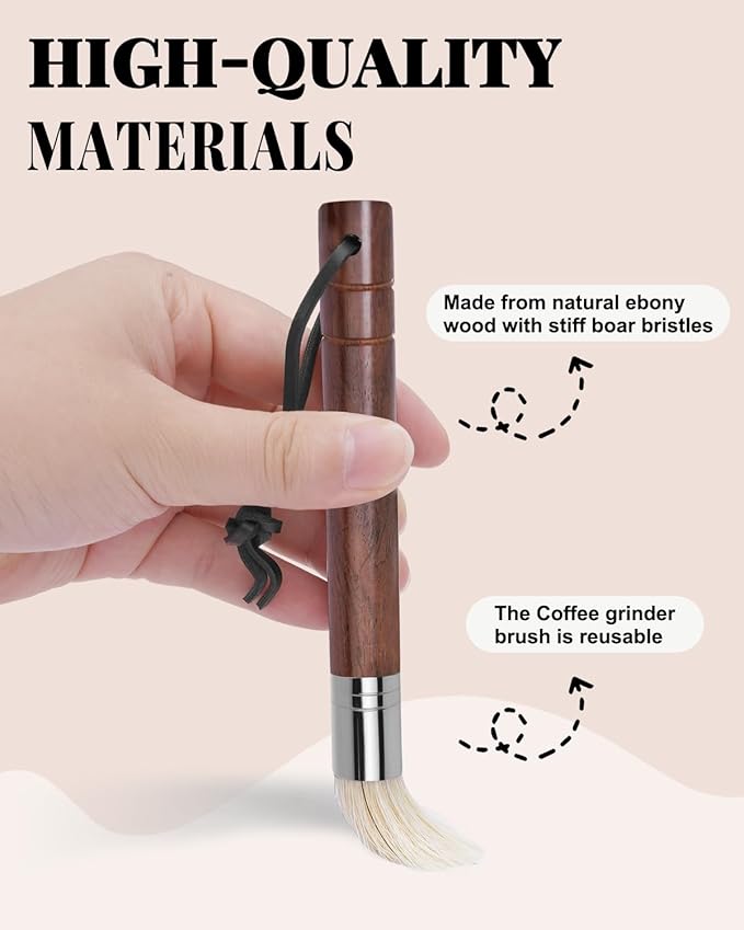 3 Pcs Portafilter Espresso Kit – Ebony Bristle Coffee Brush, Coffee Grinder Brush & Air Blower – Espresso Tool Kit for Machine, Grinder, Countertop