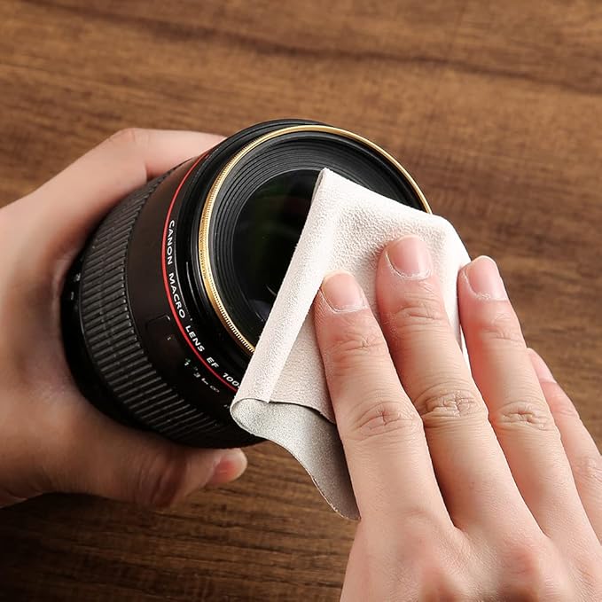 100 PCS Glasses Clean Cloth Suede, Lens Clean Cloth for Lenses, Glasses, Screens, Cameras, iPad, iPhone, Eyeglasses (6"x7", 100PCS/Light Yellow)