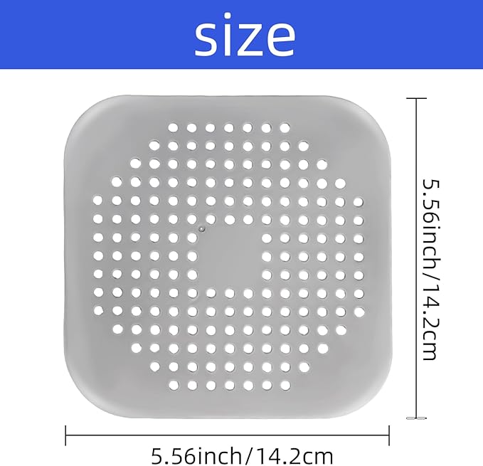 4 Pack Shower Drain Hair Catcher, Silicone Hair Stopper with Suction Cup, Drain Strainer for Bathroom, Bathtub & Kitchen Sink - Grey