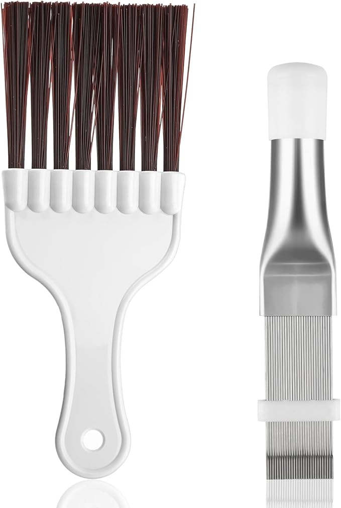 Air Conditioner Condenser Fin Comb, 2 pcs Coil Cleaning Brush, AC Coil Comb Whisk Brush, Evaporator Radiator Refrigerator Repair Tool