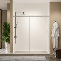 Frameless Sliding Shower Door 72” W x 76” H, 3/8” Tempered Glass, Single Bypass Shower Enclosure with Reversible Door, Quiet Rollers, Anti-Jump Safety System,Brushed Nickel Stainless Steel