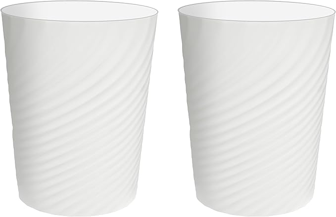 DAJITRE 1.8 Gallon Small Trash Can Wastebasket Recycling Bin Slim Profile for Compact Spaces Bathroom, Office, Bedroom, Kitchen (1.8 Gallon-2pack, White)