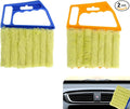 2PCS Blind Cleaner Duster Tool, Microfiber Washable Handheld Mini Duster Brush, 7-Finger Dusting Cleaner Tool for Air Conditioner Vents, Wood Blinds (Orange & Blue)