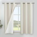 YoungsTex 48 Inch Length Linen 100% Blackout Curtains for Bedroom, Rustic Boho Thermal Insulated Drapes with Grommet Room Darkening Privacy for Living Room Window, 2 Panels, 42 X 48 Inch