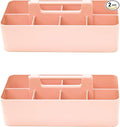 2 PACK - Portable DIY 8 Dividers Durable Plastic Organizer Tote Tool Home Office School Toy Arts Craft Pencil Kids Baby & Supply Cleaning Caddy with Handle Made In USA (Indie Pink)